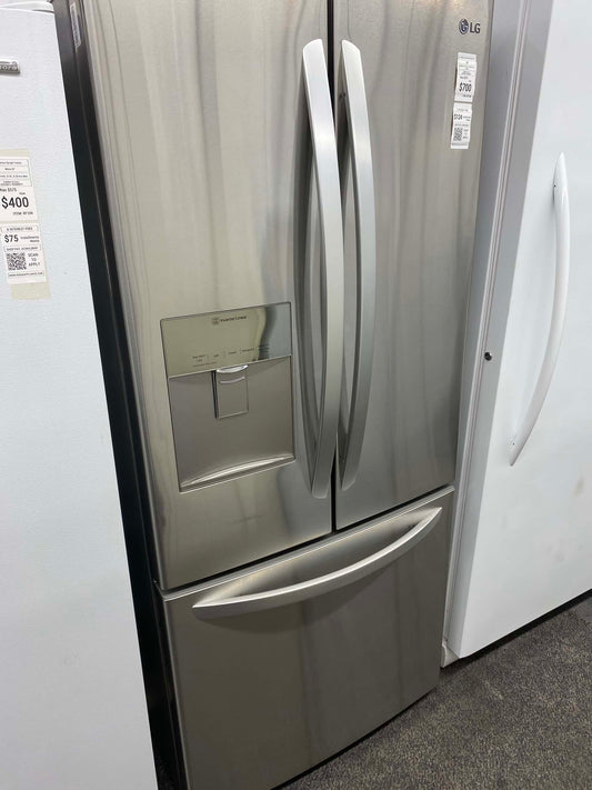 Item: #RF18S LG  French door refrigerator stainless steel w/water dispenser 30” in.