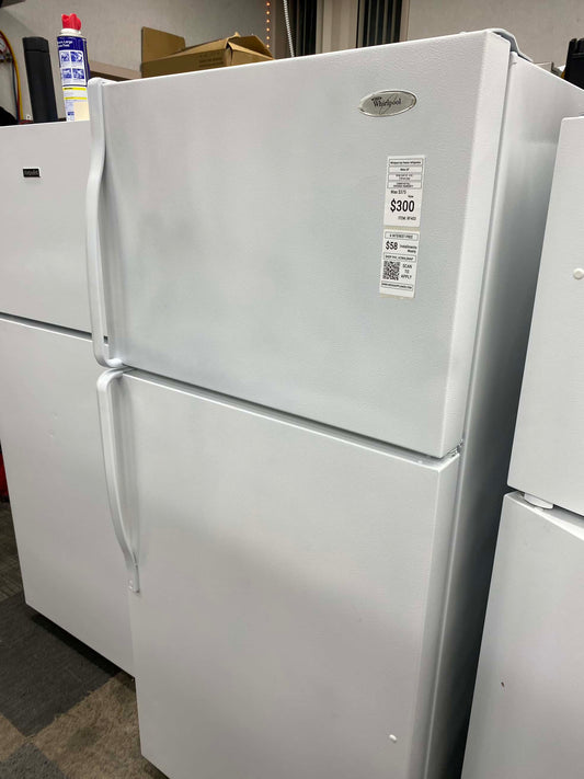 ITEM: #RF403 Whirlpool top freezer white refrigerator  28 inc