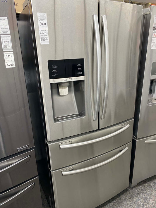 Item: #RF445 Samsung four door refrigerator stainless steel w/water ice dispenser 33 in.