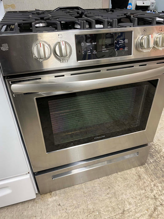 ITEM #GR18S Frigidaire  Stainless steel gas range 5 burner broil self clean 30 in