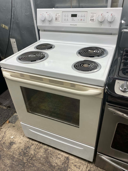 Item: #ER28A Frigidaire electric range 4 burner  range 30 in