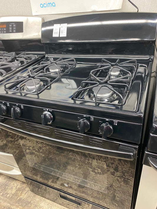 ITEM #GR28L GE black  gas range 4 burner 30 in