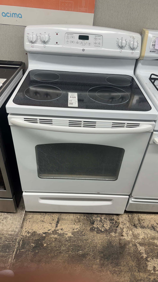 Ge electric range white color 30 inch glass top