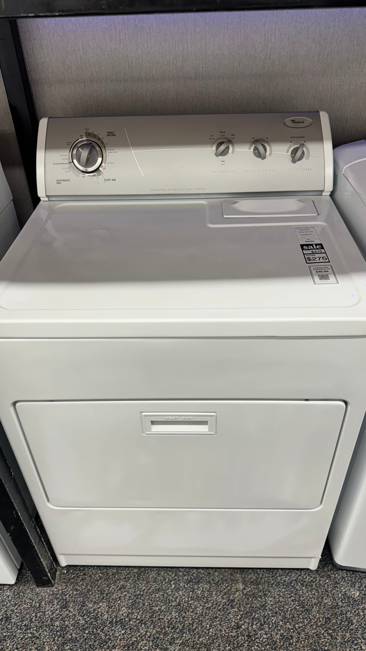 Whirpool electric dryer commercial quality 29 inch